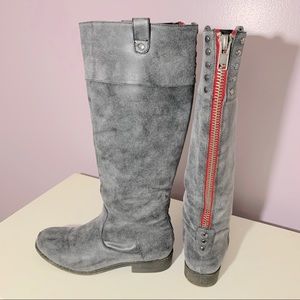 Madden Girl Distressed Gray Riding Boots